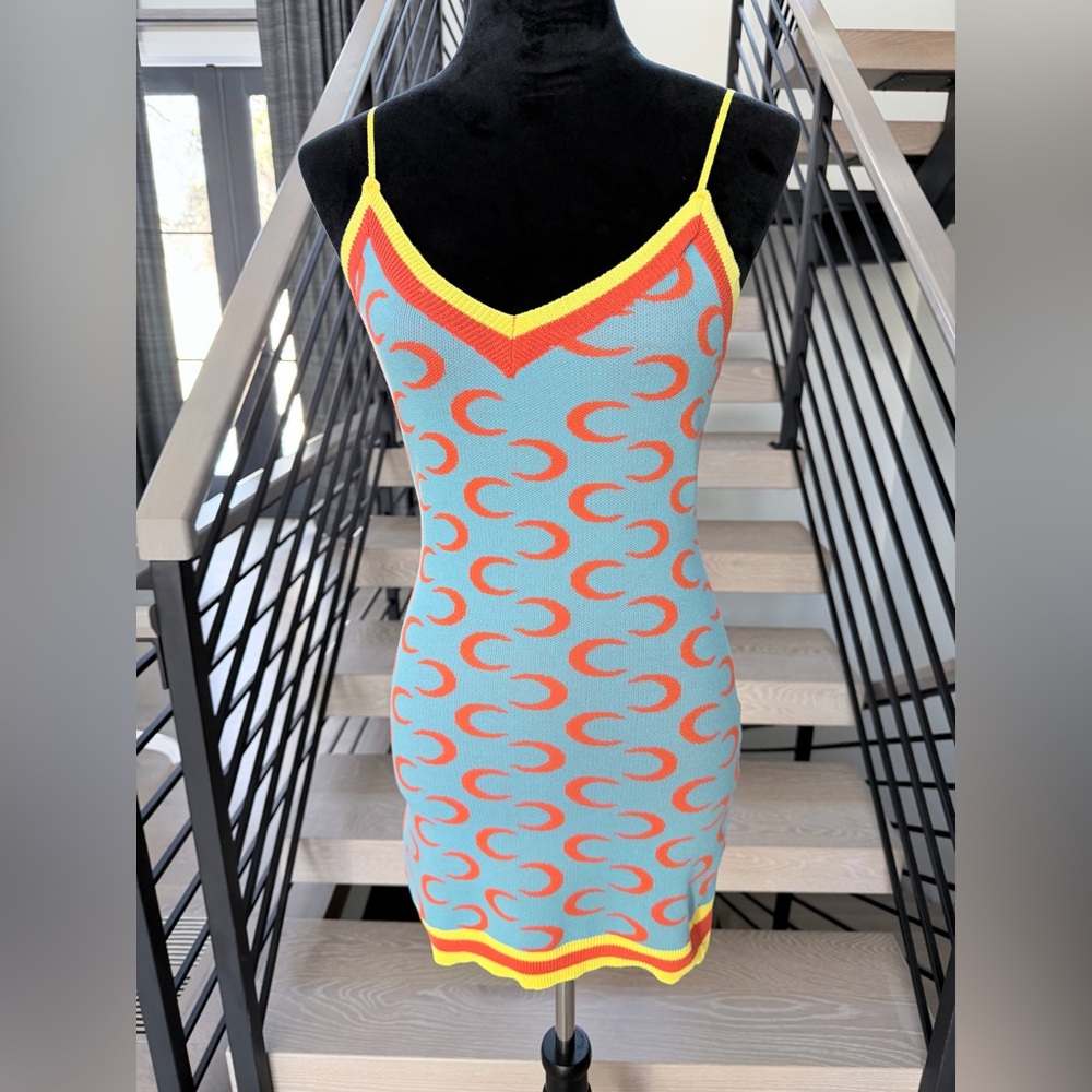 New Vibrant Blue and Orange Patterned Dress size S - Picture 5 of 8